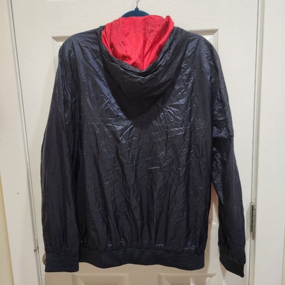 Kappa Windbreaker Jacket Men's Sz L Black Red Hooded Lightweight Retro - Picture 3 of 15